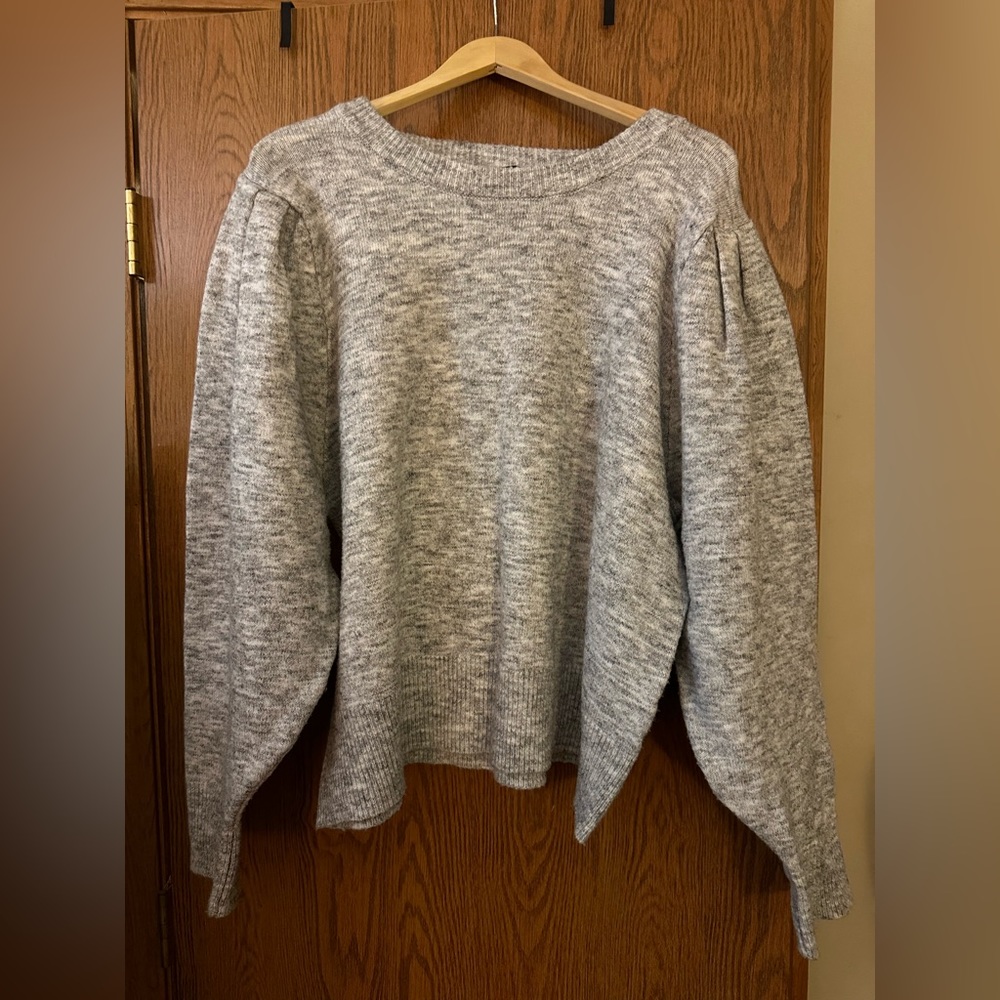 ELOQUII puff sleeve heather gray sweater size 22/24